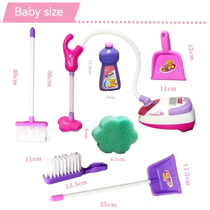 Children Play House Simulation Electric Vacuum Cleaner Household Appliances Lighting Sound Cleaning Tools Birthday Gift Toy Sets