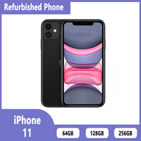 Refurbished phone APPLE iPhone 11 64GO 128GO 256go unlock smartphone inches, six cores, i0S A13.4GBRAM,12MP(Excellent Condition)