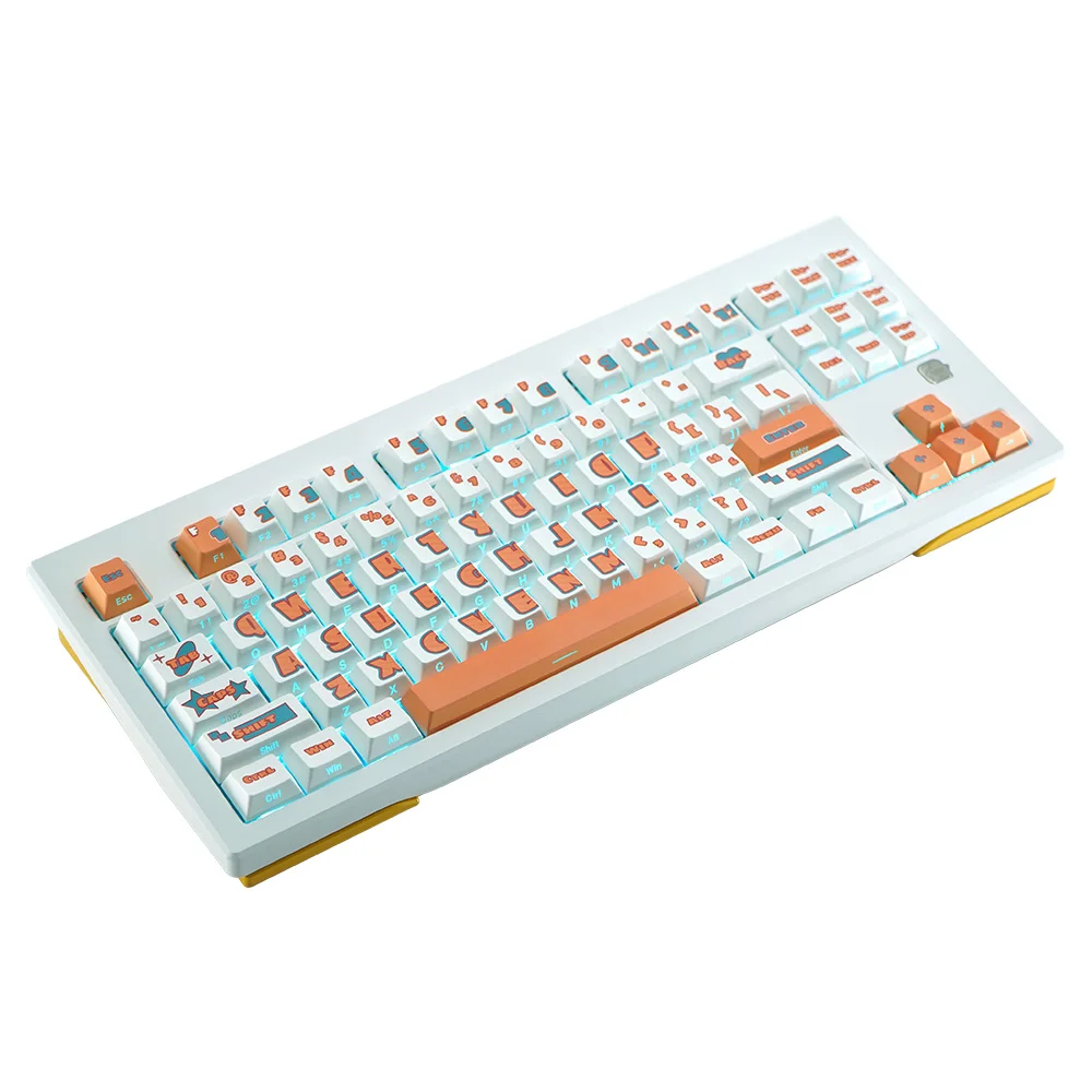 Cherry height side engraved translucent keycaps heat sublimated large font  retro style, suitable for mechanical keyboards