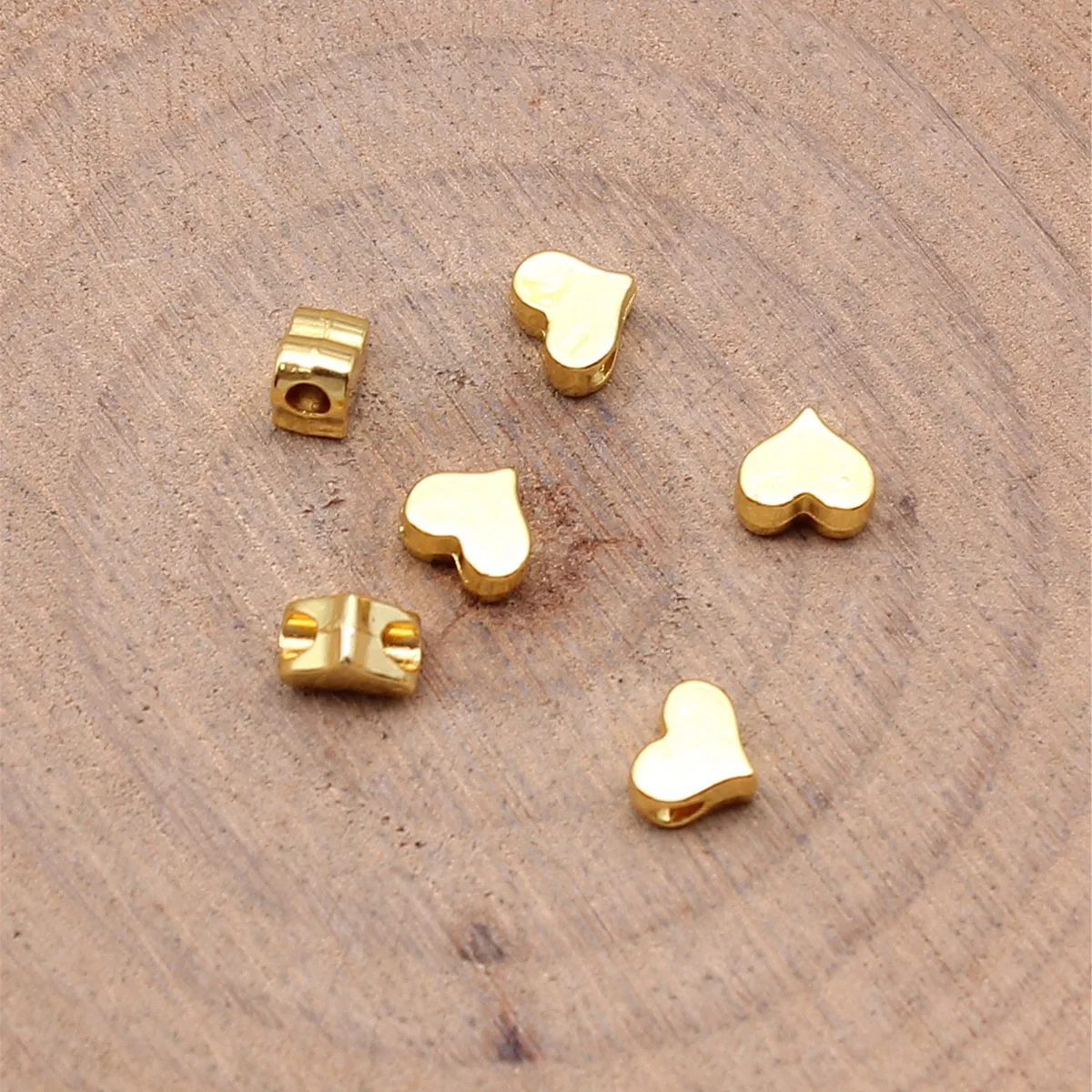 IFOCUS 100pcs/Lot Heart Small Hole Beads For DIY Jewelry Making Zinc Alloy 4.4x5.2x2.9mm/0.17x0.2x0.11inch