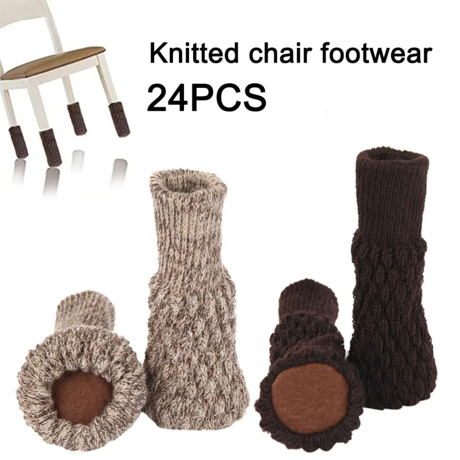 Couvre-pieds de chaise coordonnants, chaussettes de pied de table, protecteurs de sol, coussin anti-bruit, décor de nœud, 24 pièces