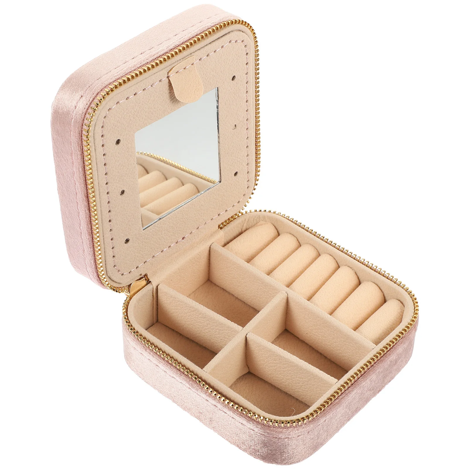 

Mini Jewelry Box with Mirror Portable Storage Organizer for Earrings Necklaces Rings Travel Essential Compact Design Decorative