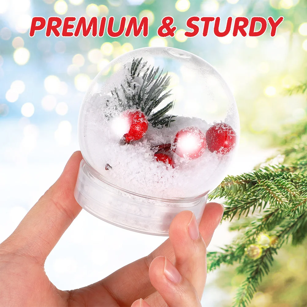 

5Pcs Snow Globes Clear Plastic DIY Screw Cap Fillable Water Globe Christmas Decoration DIY Craft Kit for Kids Snow Globe Kit