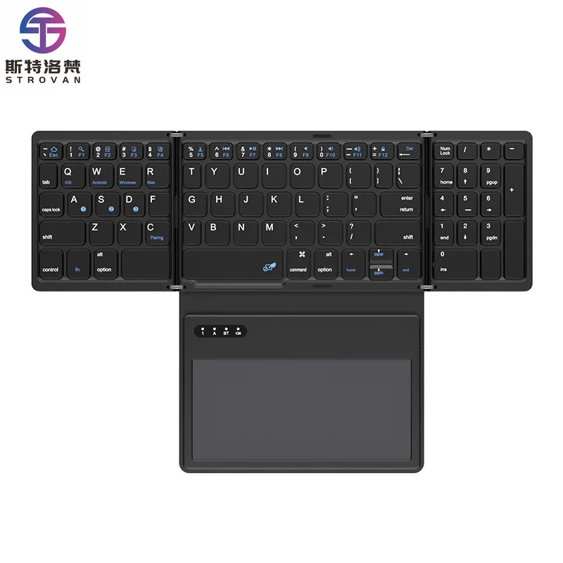 Portable BT Wireless Keyboard with Touch Pad Ultrathin 0.61 cm for System Common B055 Mini Foldable Keyboard