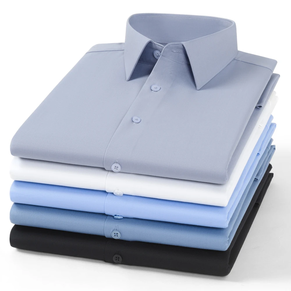 

Мужские рубашки без карманов, не мнущиеся, с 4-сторонним стрейчем, в стиле Old Money, комфортные, дышащие, с длинным рукавом, для официальных мероприятий.