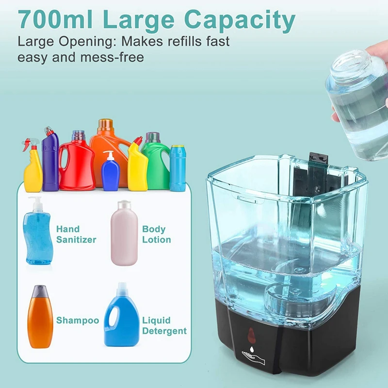 뜨거운 자동 비누 디스펜서, 비접촉식 적외선 모션 센서, 700Ml 벽 마운트, 욕실 주방 호텔용 핸즈프리