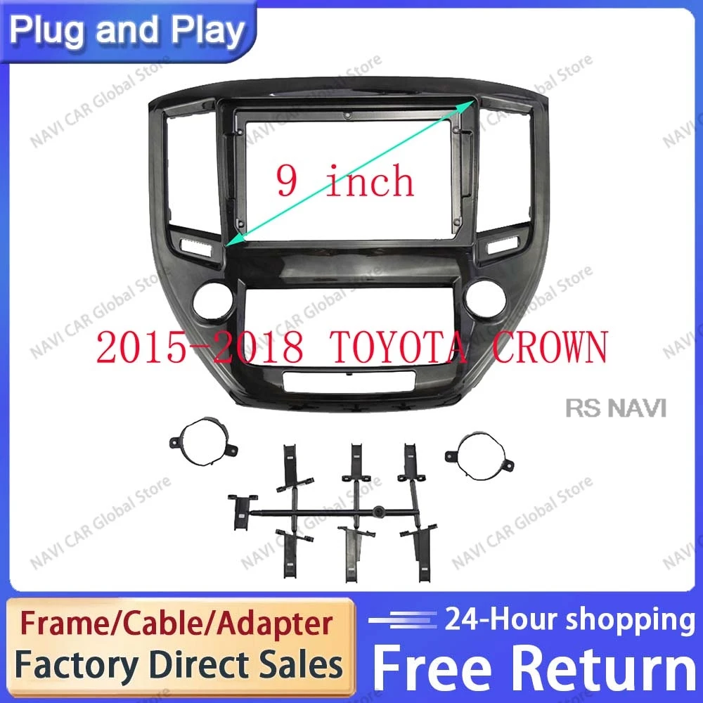 NAVI 2 DIN 9 inch Car Fascia Radio Panel for 2013-2018 Toyota Crown (Left Wheel) Dash Kit Install Facia Console Bezel Plate