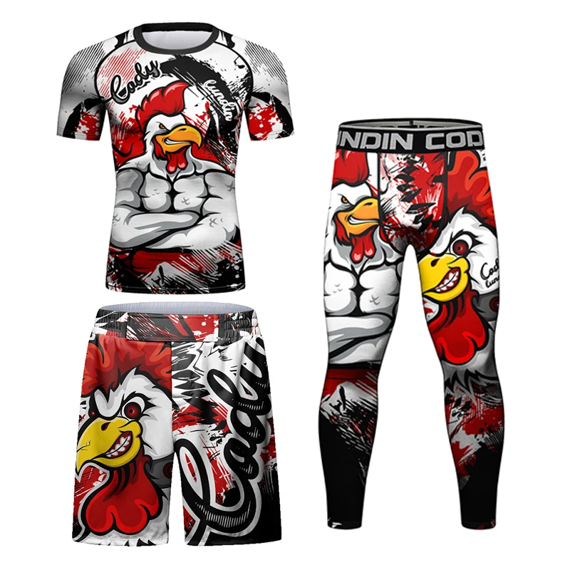 Rash Guard Jiu Jitsu Men MMA T Shirt+Pants Set Boxing MMA Shorts Rashguard Kickboxing Jerseys Boxeo Sport Suits Bjj Gi T-Shirts