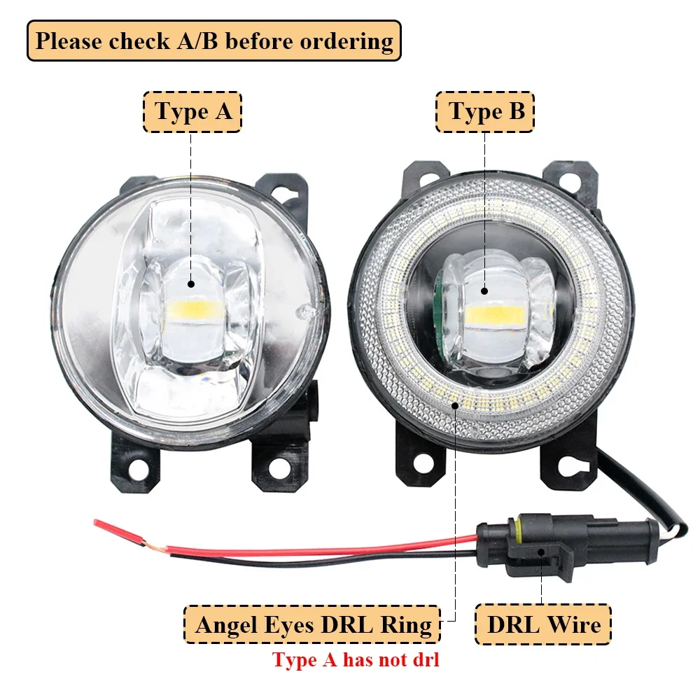 Replace 6206N0 For Citroen C3 MK3 III B618 CC21 2015 2016 2017 2018 2019-2022 2023 LED Driving Lamp+ Angel Eye DRL Accessories
