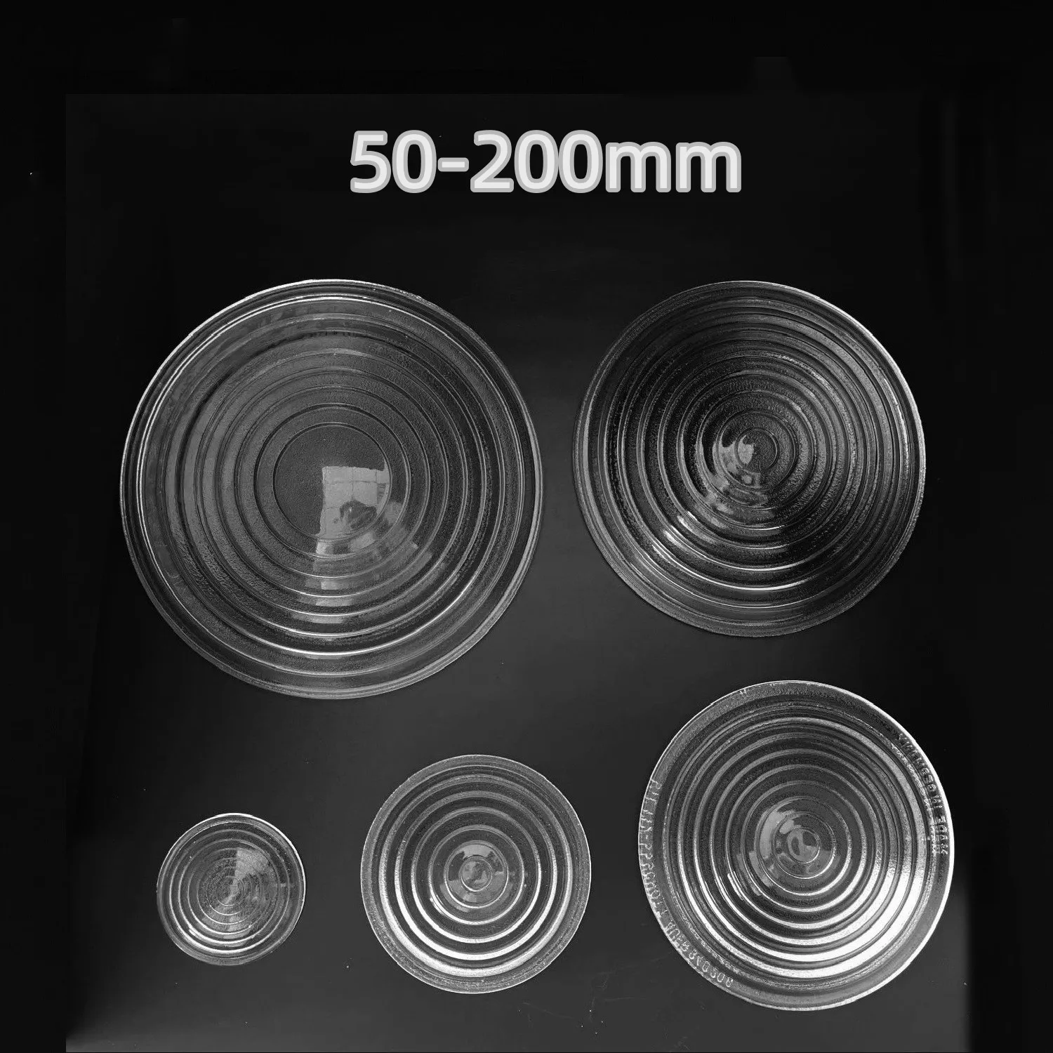 Lente Fresnel Vidro Redondo para Fotografia Televisão Dramática Stage Spotlight Borosilicato Alto 50200 mm