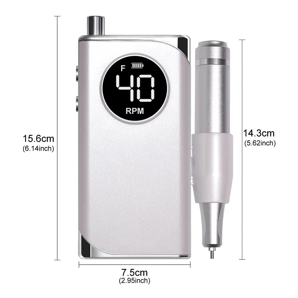 40000RPM Rechargeable Electric Nail File Low Noise Electric Nail Drill Professional Nail Sander File for Nail Salon Tools