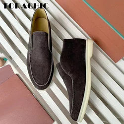 10.9 TOPACHIC Women's Slip-On Loafers Top Quality Cow Suede Soft Shoes