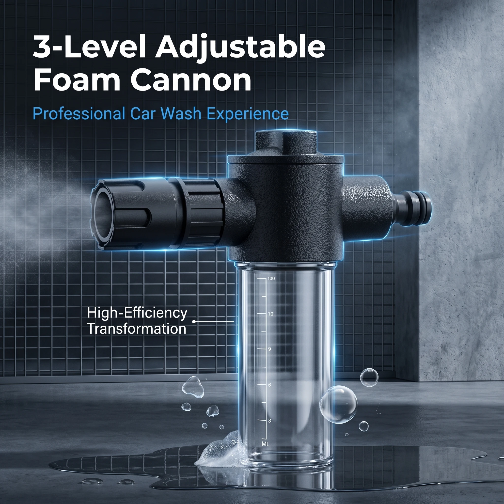 3-Level Adjustable Foam Cannon Car Wash Sprayer Transparent Bottle Pressure Washer Foam Generator