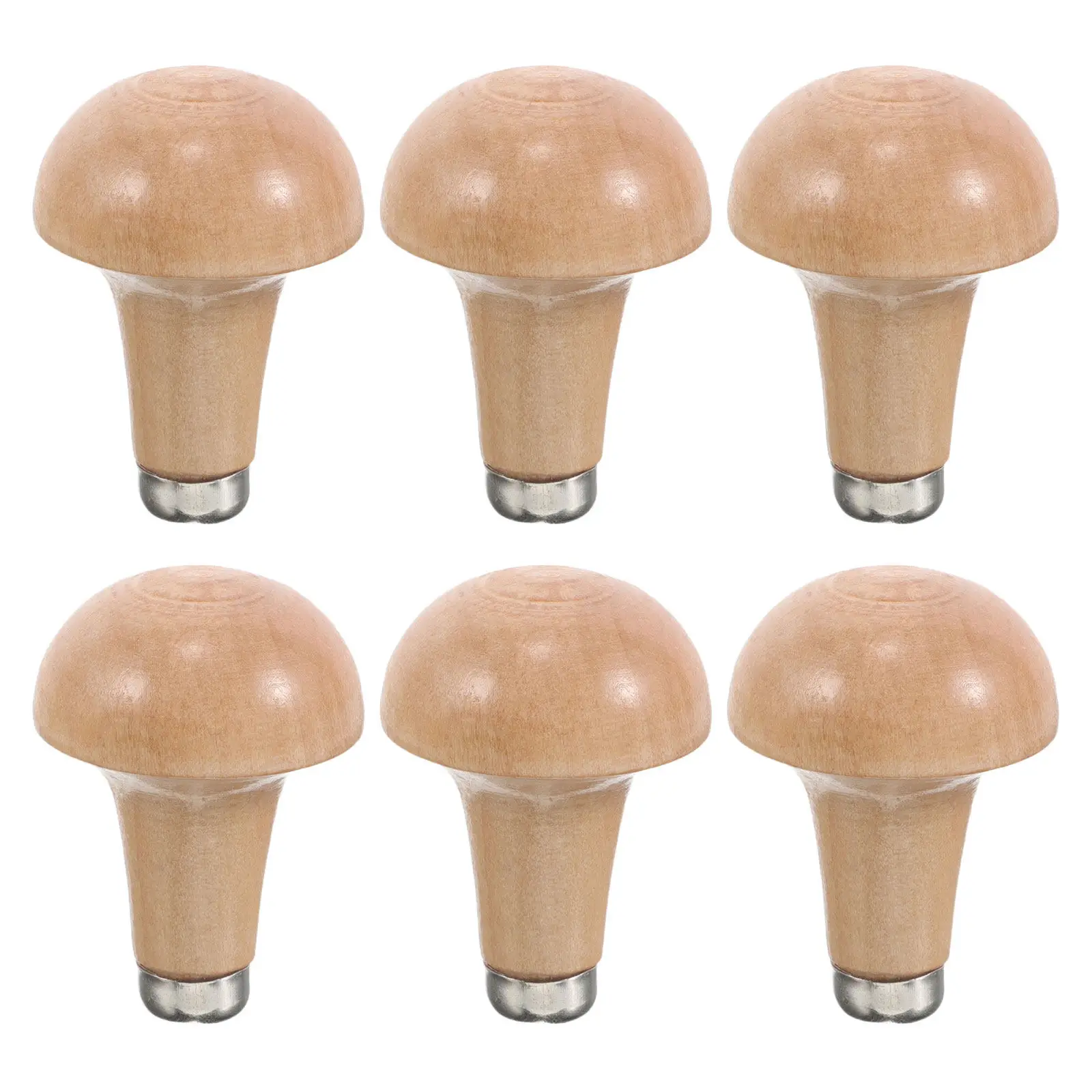 6Pcs Wood Handle File Mushroom Shape Ergonomic Grip Replacement Wood Handles for Carpenter Woodworking Tool Handle Attachment