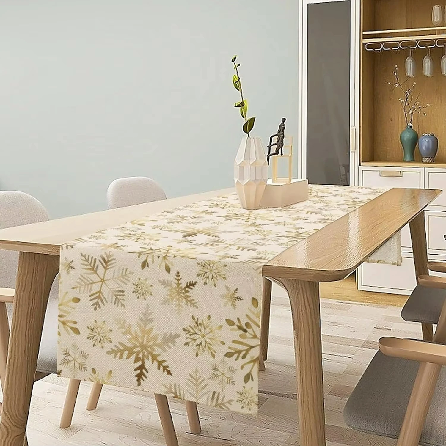 Festive Gold Snowflake Christmas Table Mat - Add Elegance to Your Holiday Meals! Fashion High Quality New Year Home Decoration