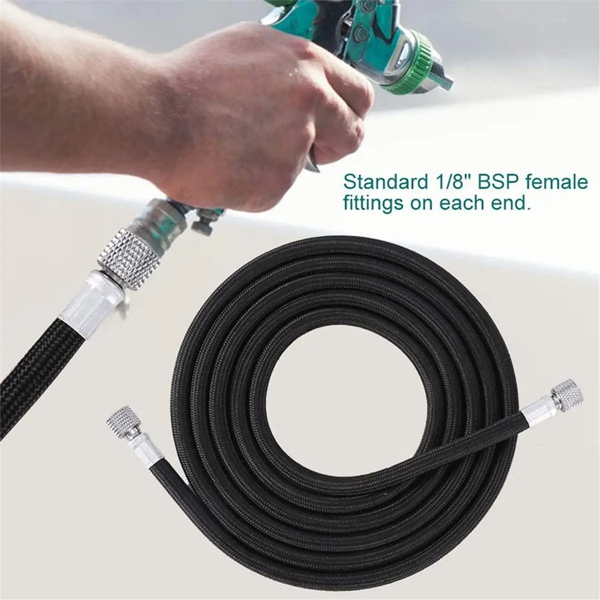 A89X 10pcs Airbrush Adapter Set with 1.8M Nylon Braided Hose and Quick Release Disconnect Couplers