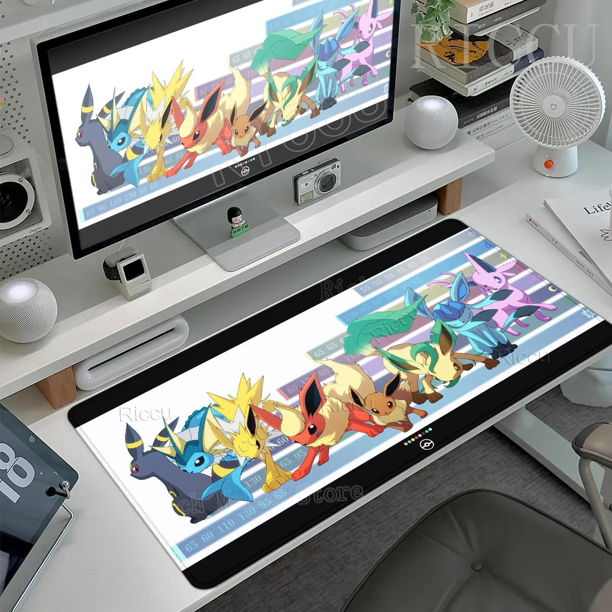 Mouse Pads Gamer P-pokemon Leafeon Extended Gaming Accessories Keyboard Desk Mats Laptop Office Cabinet Pad Rubber Non-slip Base
