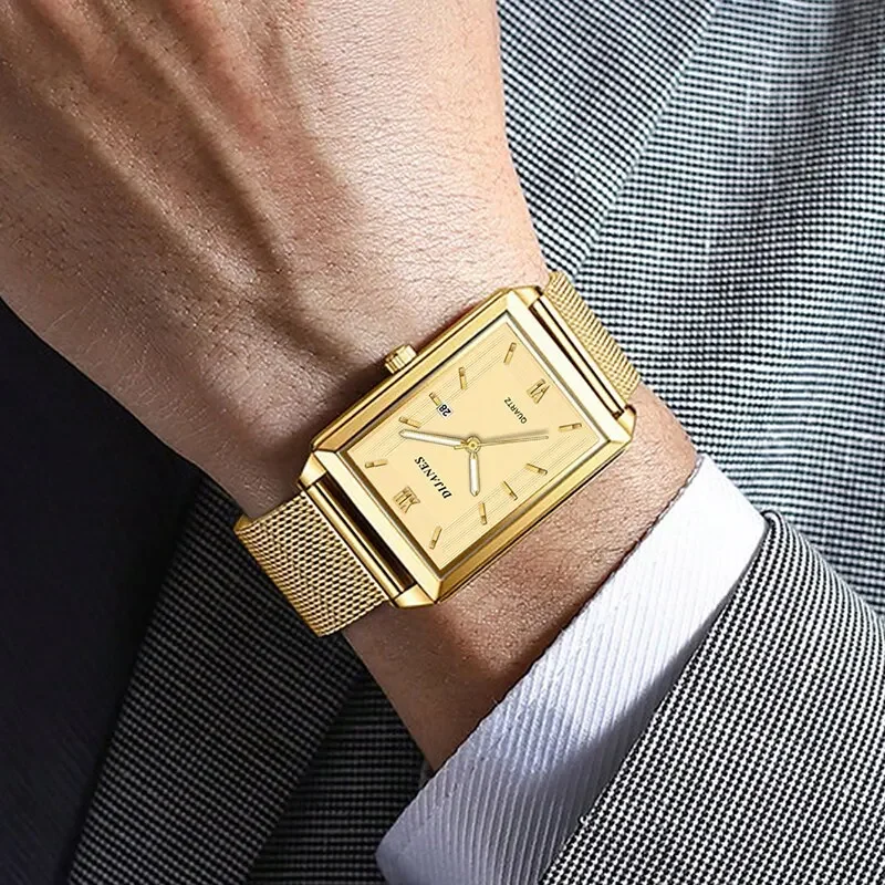 고품질 남성 패션 스포츠 캘린더 시계 심플 남성 명품 비즈니스 스테인리스 스틸 메쉬 벨트 쿼츠 손목시계
