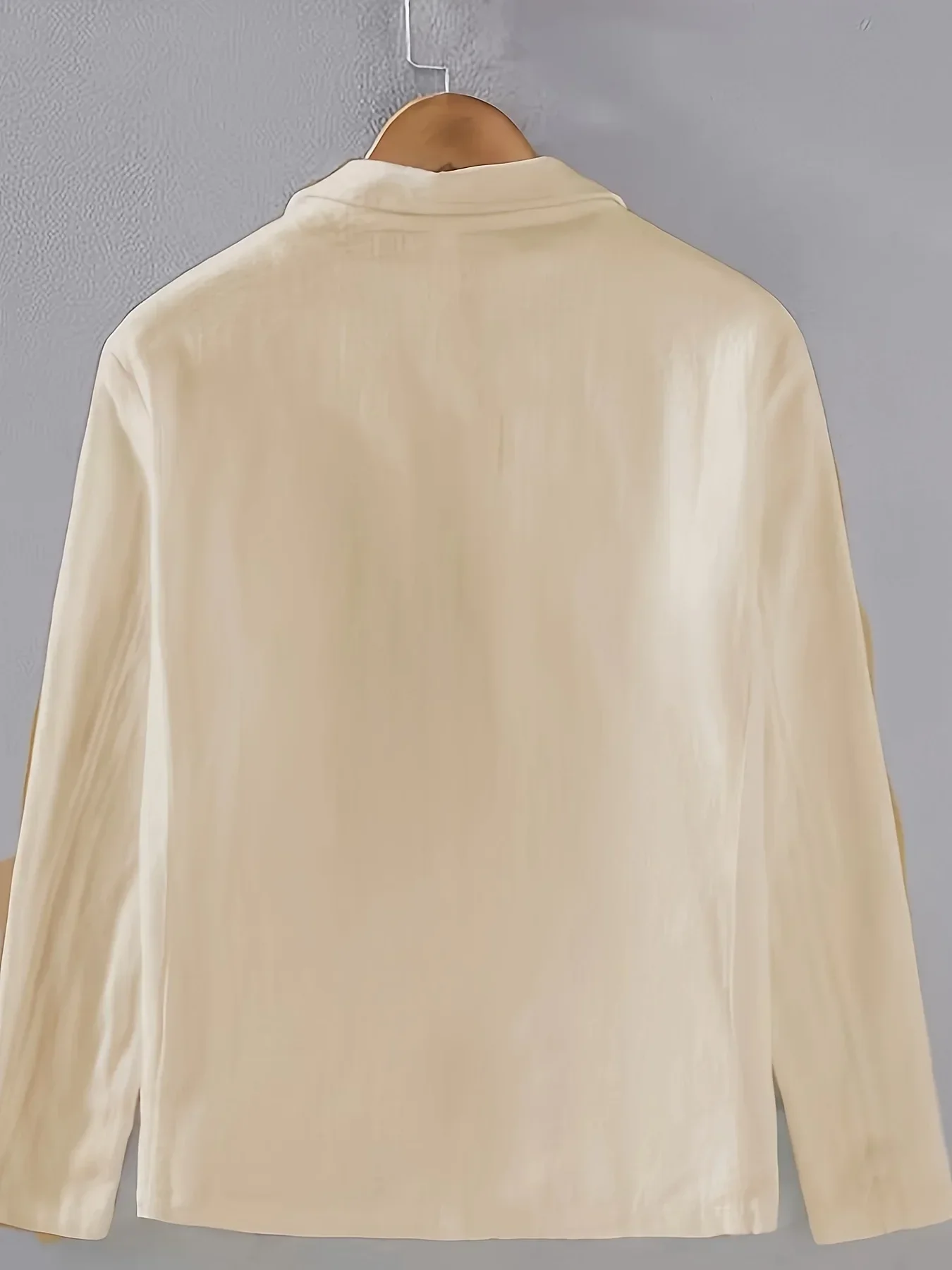 Frühling Herbst Herren Dünner Baumwoll-Freizeitblazer Zweireihig Atmungsaktiv Leichtgewicht Einfarbig Modisch Klassische Anzugjacke – Detail 3
