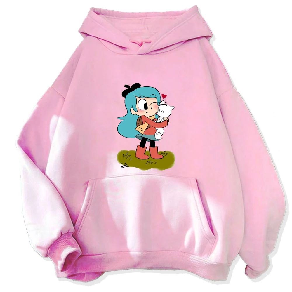 Hilda and Twig Hilda Printed Cartoon Hoodie Long Sleeve Kawaii Everyday Pullover for Both Men and Women