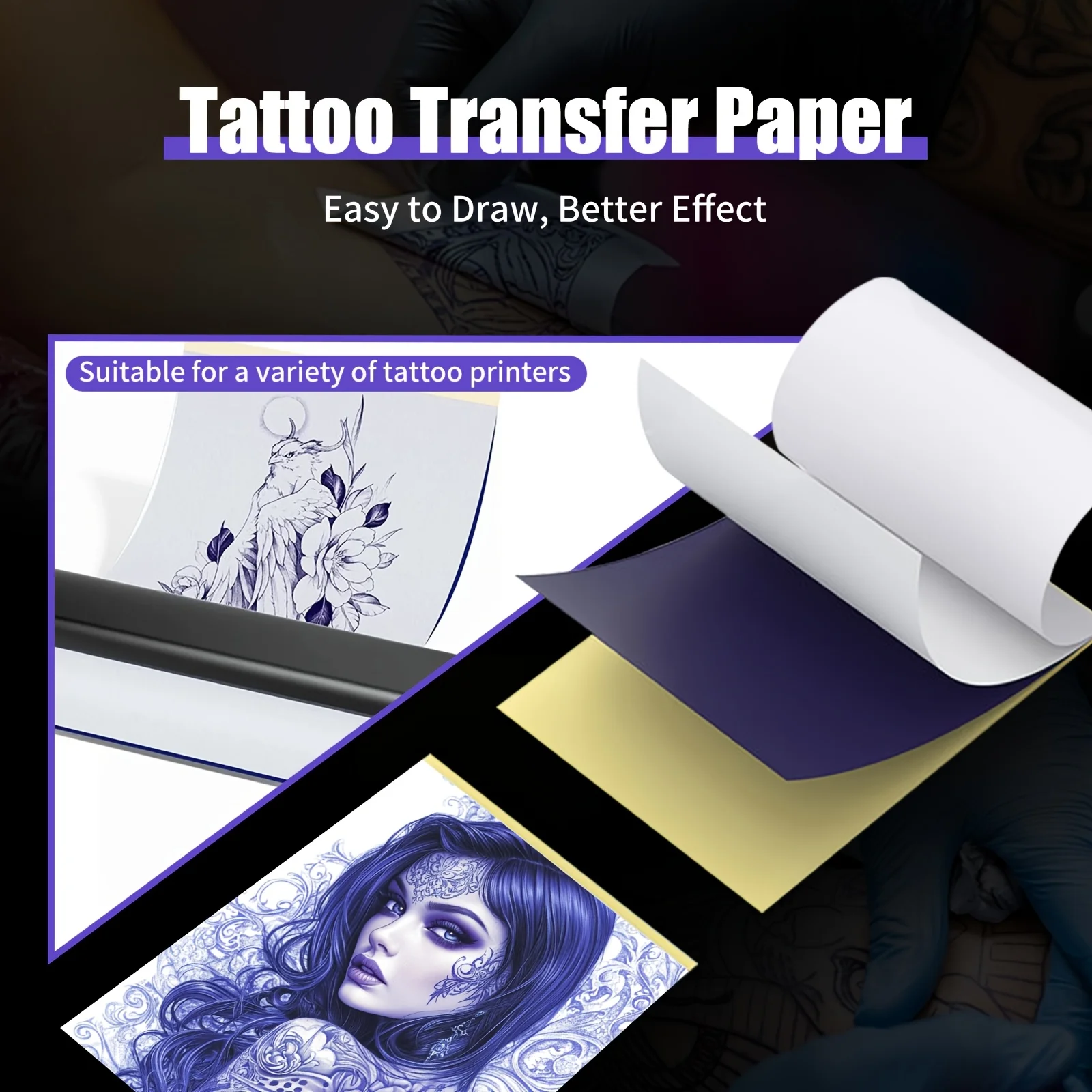 

DQFART Professional Tattoo Transfer Paper Tattoo Stencil Transfer Paper Heat Transfer Sheet Tattoo Paper
