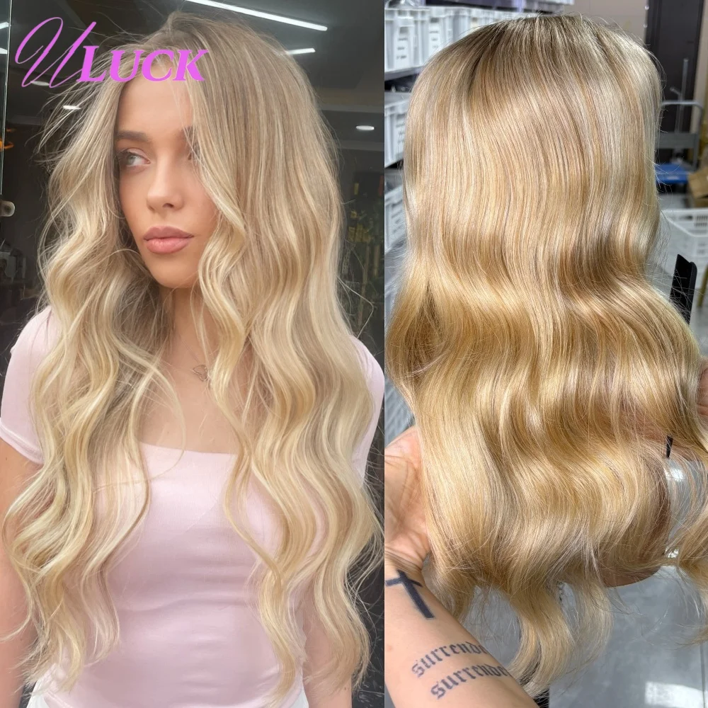 

Uluck Ash Blonde Colored 13x6 Lace Frontal Wig Real Remy Human Hair Wigs Pre Plucked Body Wave Hair Wigs Ready To Wear For Women