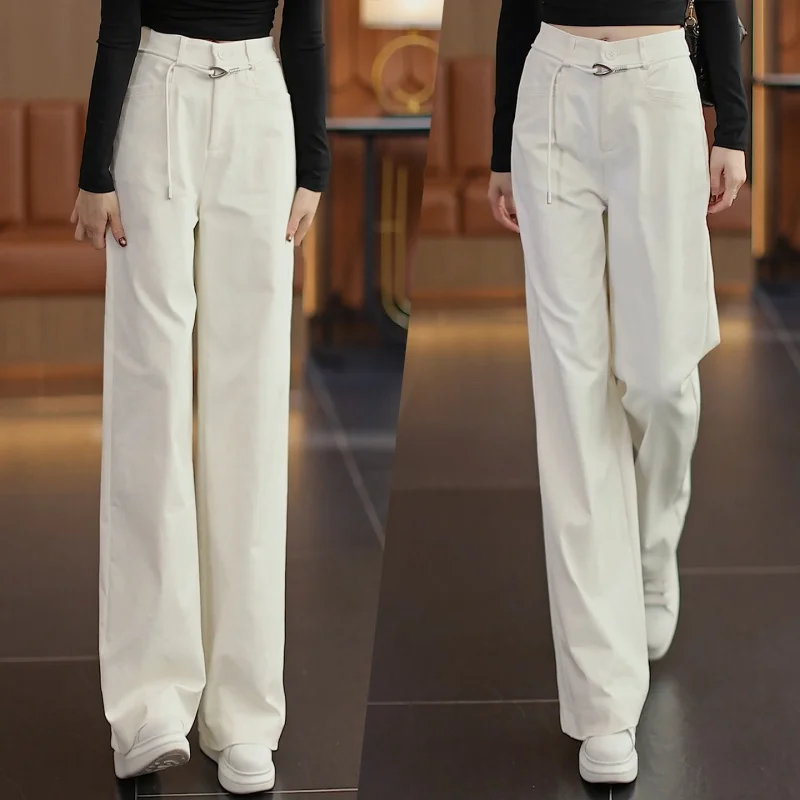 

Narrow Wide-Leg Pants for Women, Autumn High-Waisted Fashionable Versatile Slimming Suit Casual Loose Straight Pants