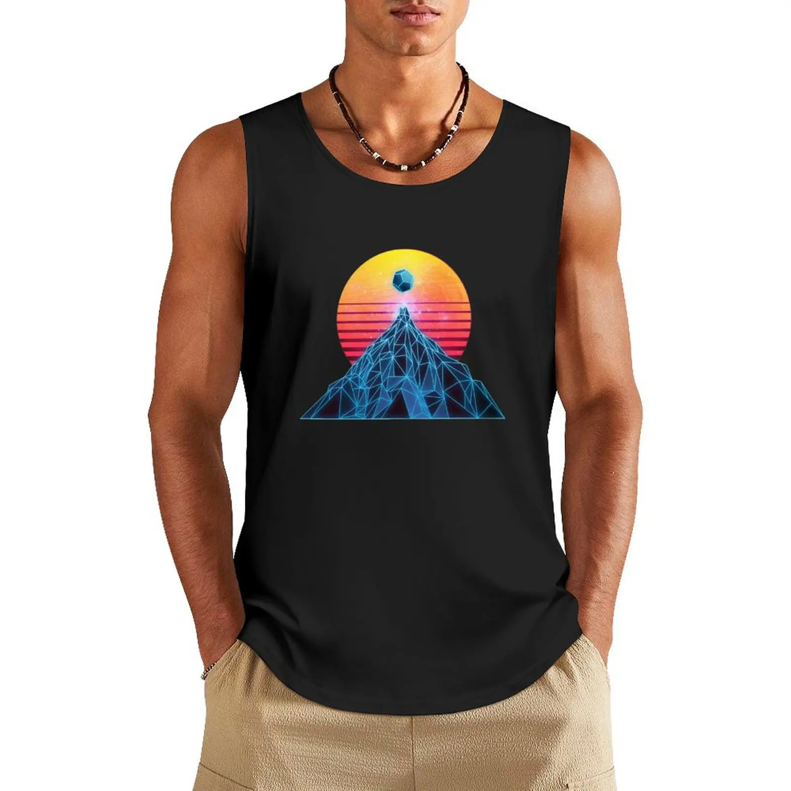 

Synthwave Wire frame Mountain Tank Top Gym T-shirts for men t-shirts man best selling products Vest