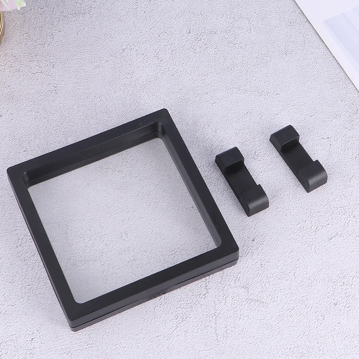 12pcs Clear Display Box Floating Holder For Jewelry Organizer Dustproof Storage Case Black 4 Boxes+8 Bases Pe Frame