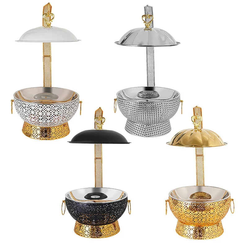 

Stainless steel gold dining stove, random pattern hanging stove, hotel insulation stove, restaurant warm vegetable alcohol stove