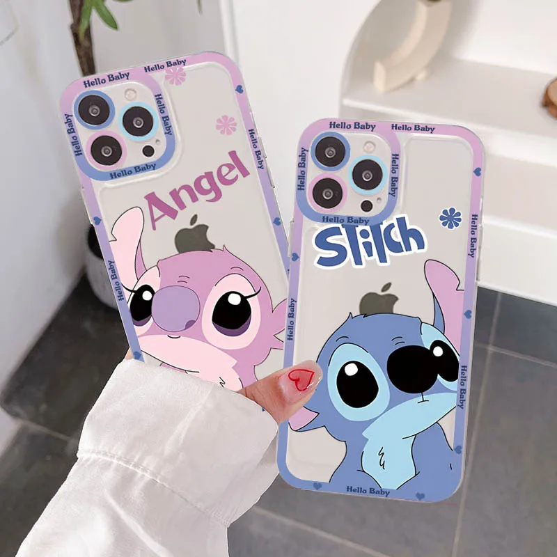 Funda de Silicone Disney Cartoon Lilo & Stitch Phone Case for iPhone 14 11 12 13 Mini Pro Max 7 8 PLUS Case shell Couple Gift