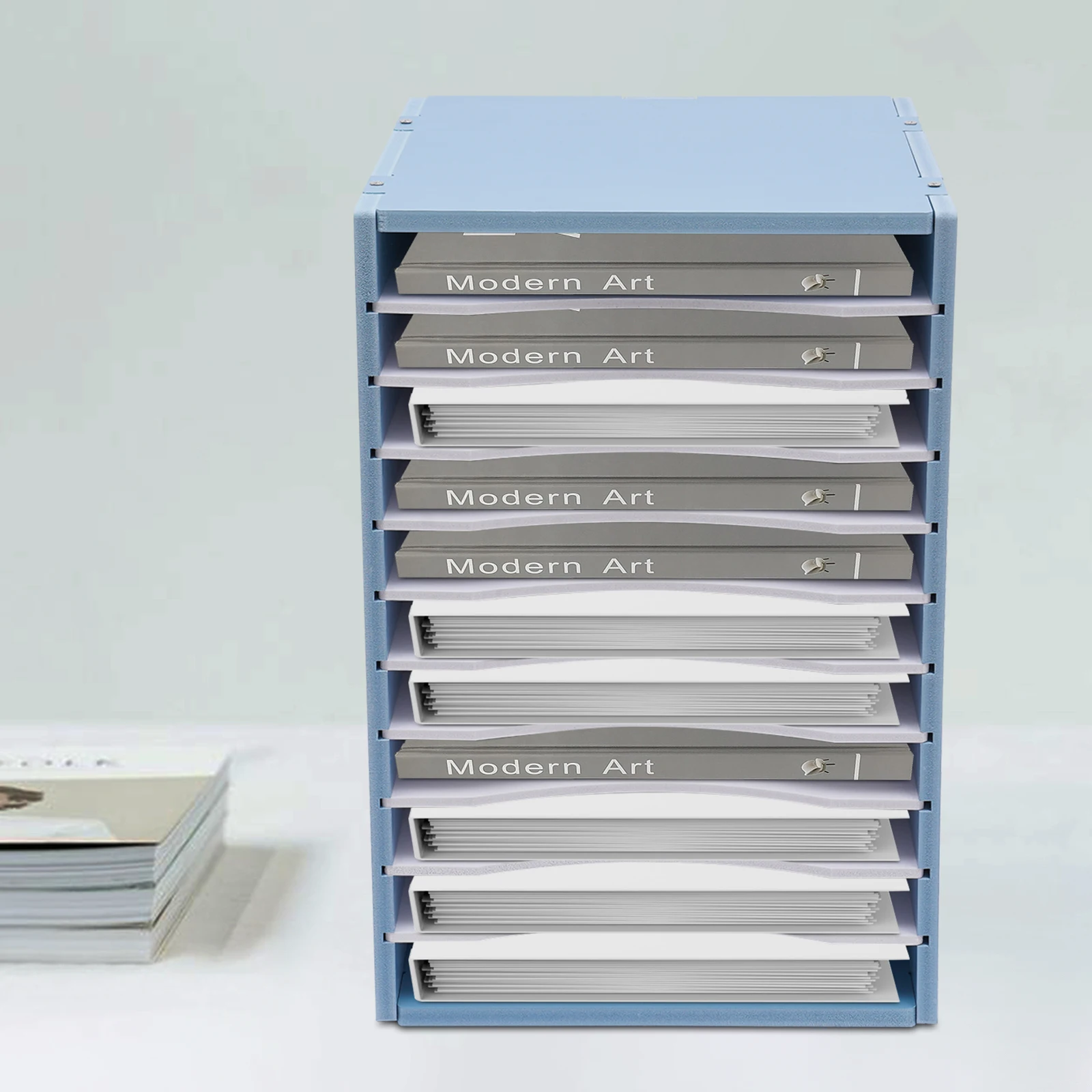 فارز سطح المكتب العمودي، 11 حجرة، أزرق، أرفف بحجم حرف، لمسة نهائية مصقولة متينة