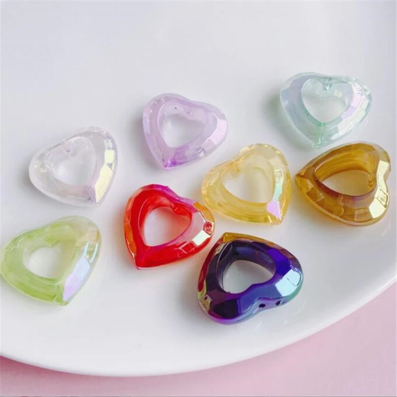 

10pcs/lot new resin acrylic hollow heart beads charm connectors for diy earrings hair jewelry making accessories material