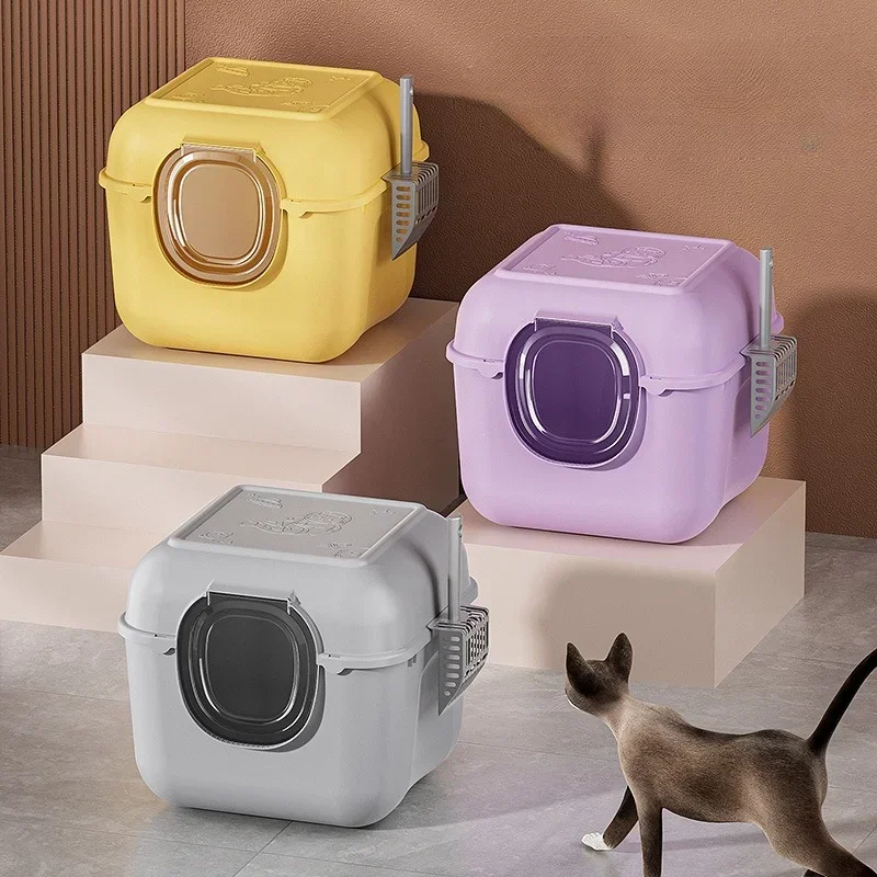 

Flip Cover Garbage Bin Fully Enclosed Splash Proof Cat Manure Basin Oversized Sand Proof Cat Toilet Detachable Pet Supplies