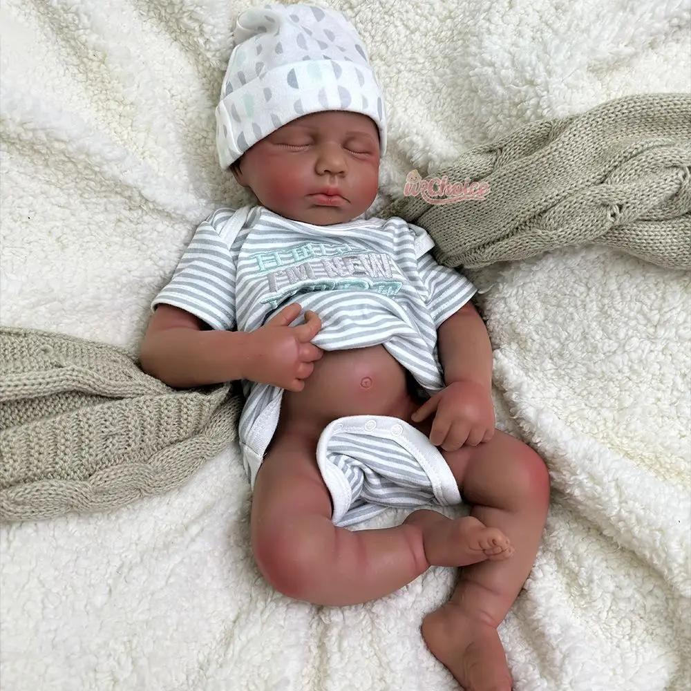 

50cm Dark Skin Loulou Full Body Soft Baby Girl/Boy Handmade Silicone Reborn Doll Gift for Dementia Patients Education Programs