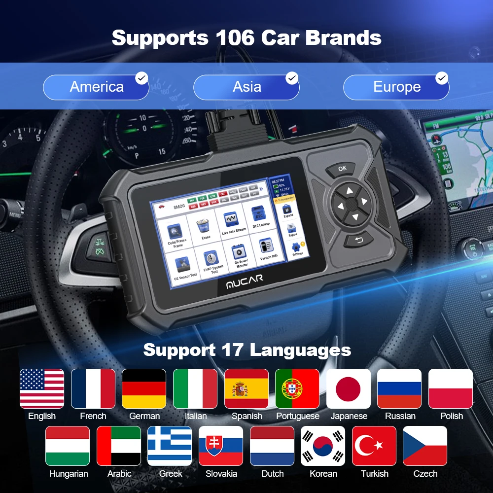 MUCAR CDE900 PRO OBD2 Diagnostic Tool 4 System Diagnostics ECM TCM ABS SRS Automotive Scanner Car Code Reader OBD 2 Scanner