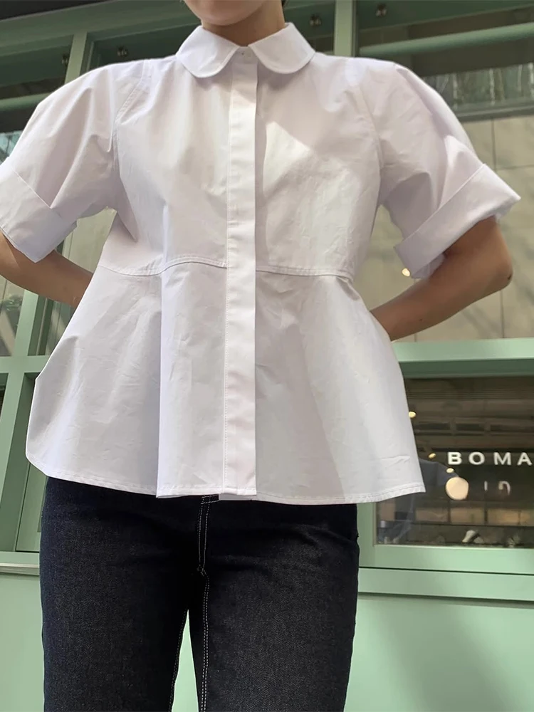 

Liangliang Anti-Aging Doll Collar ort Sve Women's irt Summer New Sle Loose Slimming Pure Color Top Commute Sle