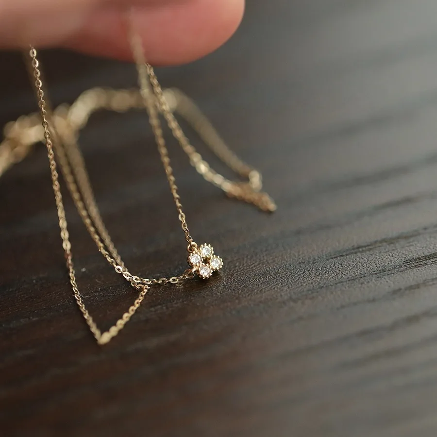 925 فضة مطلي 14K الذهب البسيطة الزركون زهرة قلادة قلادة للنساء الفتيات هدايا مجوهرات الأزياء #6