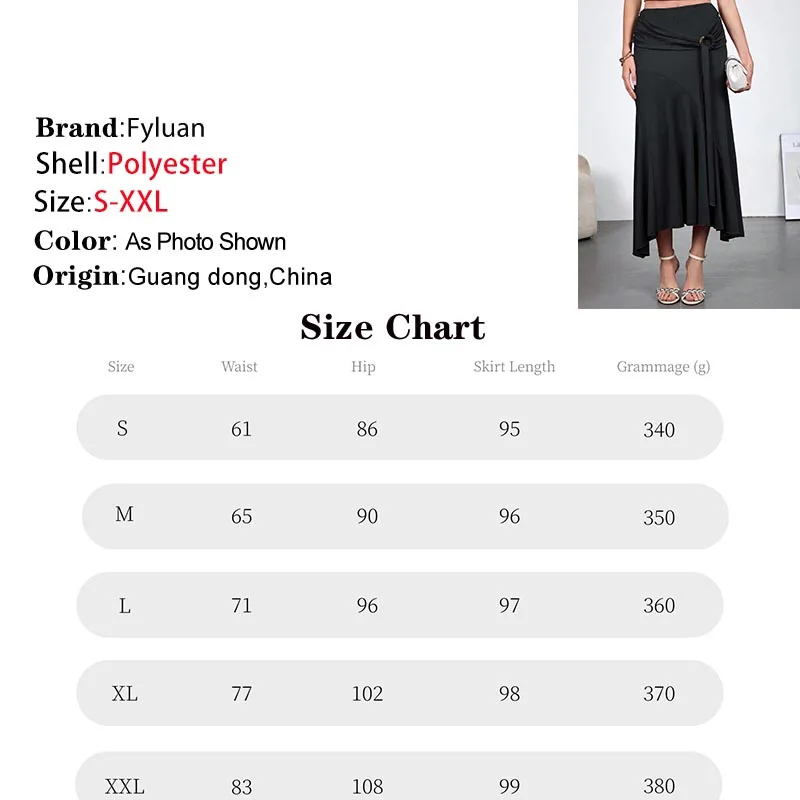 Nowa damska asymetryczna spódnica 2026, czarna, seksowna, z wysokim stanem, wyszczuplająca, długa spódnica, modna odzież uliczna, vintage, damska, codzienna spódnica maxi.