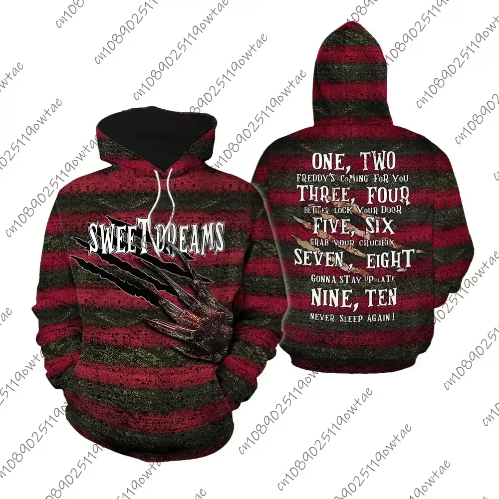 Mens Freddy Krueger A Nightmare On Elm Street Halloween Horror Movie 3D Hoodie Kid Adult Full Of Terror Halloween Unisex Costum