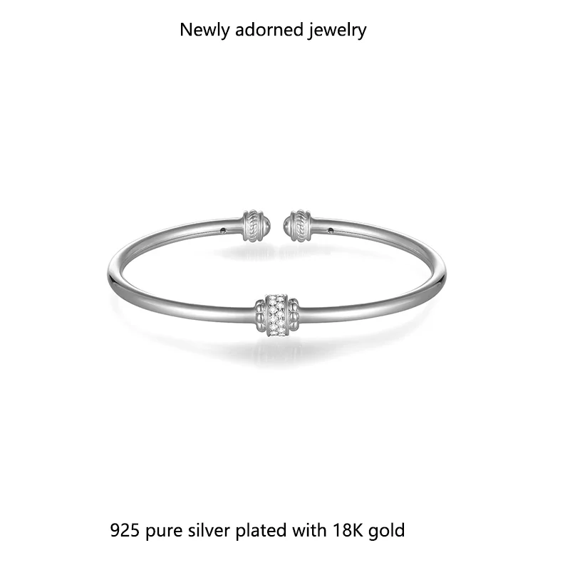 

Ladies' fashion open bangle, set with cubic zirconia 1.3mm bracelet, popular cross-border export fashion accessoryLadies' fashio