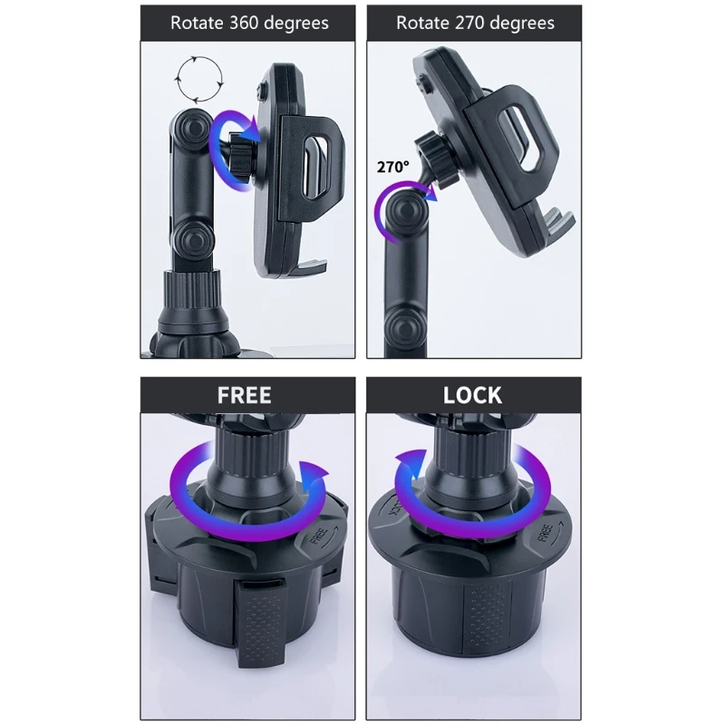 Universal ปรับมุมความสูงรถคัพ Mount ผู้ถือโทรศัพท์มือถือ Stand สำหรับ 3.5 ถึง 6.7 นิ้วโทรศัพท์ Mount