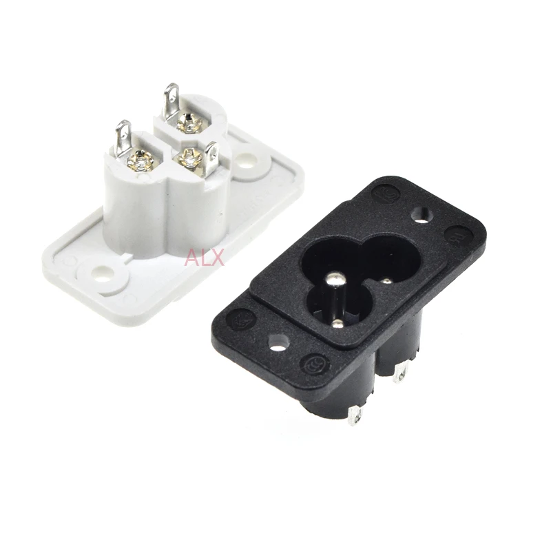 5/10 Pcs IEC320 C6 Inlet Plug 3 Pin Power Socket AC 250V 2.5A with Screw Mount Inlet White Black