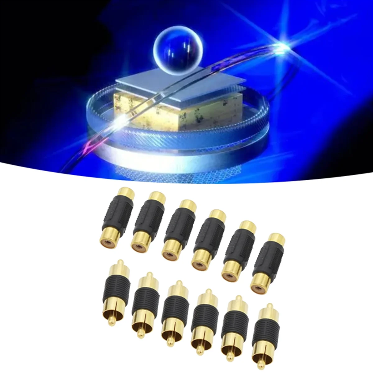 محول RCA الساخن 6 RCA أنثى إلى أنثى المقرنات + 6 RCA ذكر إلى ذكر المقرنات محولات مطلية بالذهب لملحقات كابل RCA