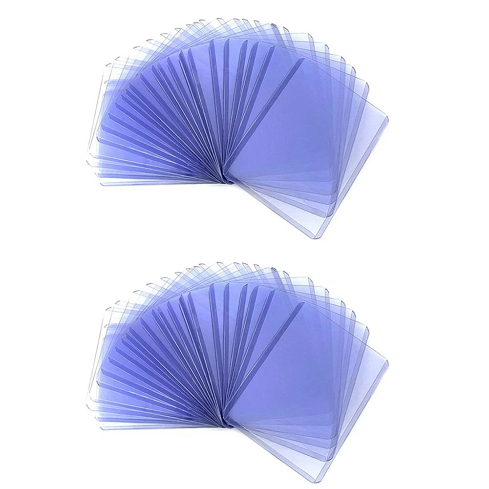 BEDW-100Pcs Holder Toploaders And Clear Sleeves For Collectible Trading Basketball Sports Cards 35PT Rigid Plastic
