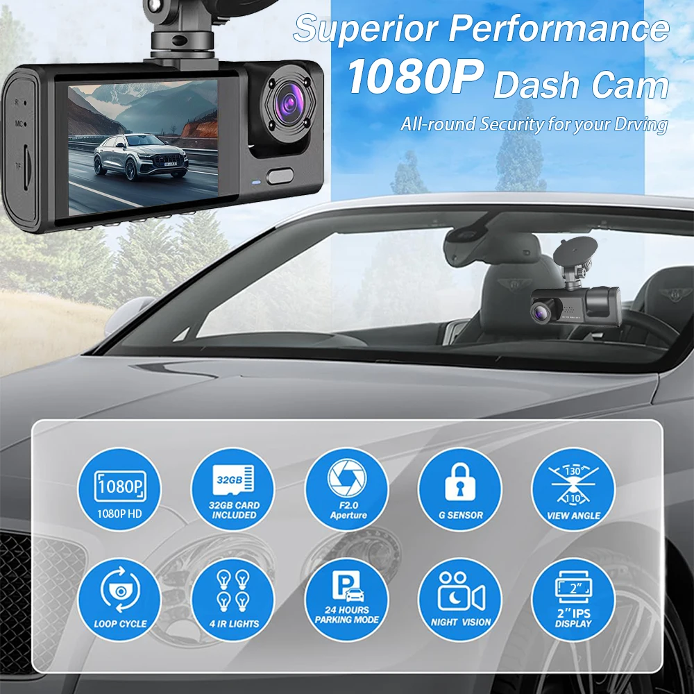 الصندوق الأسود الأمامي والخلفي Android Auto Dashcam وضع وقوف السيارات ملحقات عرض السيارة شاحنة لاسلكية DVR مراقب كاميرا السيارة