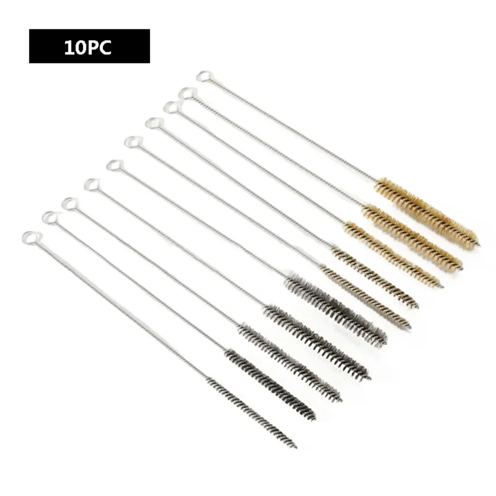 5/10pcs Cleaning Brushes Stainless Steel Brass Cylinder Wire Tube Pipes Cleaning Brush For Power Drills Descaling Rust Removal