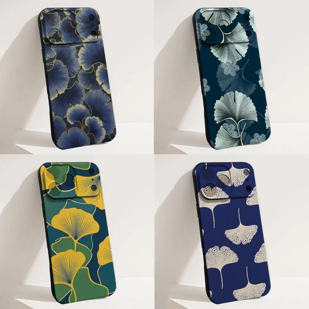 

Gingko Flower Leaves Pattern Slim Phone Case For iPhone 17,16,15,14,13,12,X,XS,8,7,Pro,Max,Plus,E,SE4,Air,Mini Ultra-Thin Funda