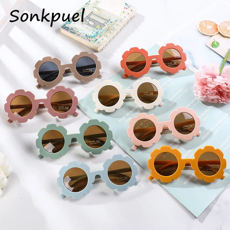 New Children Sunglasses Sun Flower Round Cute Kids Sun Glasses for Boys Girls Ultraviolet-proof Baby Sunglasses Lovely Eyeglass