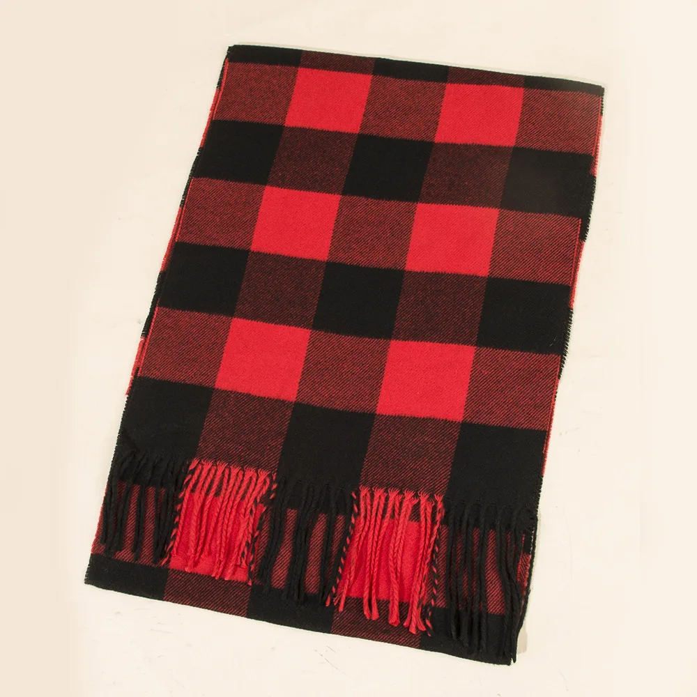 Fashion Cashmere Plaid Soft Solid Women Scarf Winter Shawl New Wrap Bandana Pashmina Tassel Thicken Warm Neckerchief